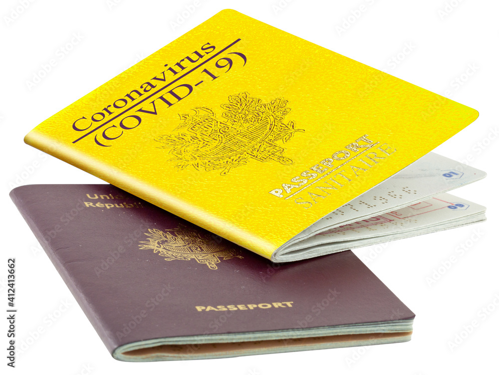 passeports sanitaire Covid-19, fond blanc passeports sanitaire Covid-19, fond blanc