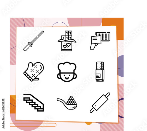 Simple set of 9 icons related to weaken