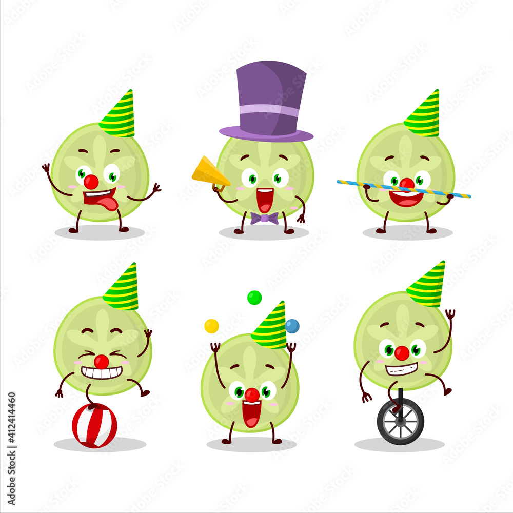 Cartoon character of slice of bilimbi with various circus shows Cartoon character of slice of bilimbi with various circus shows