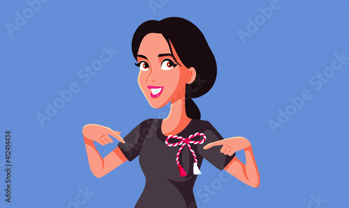 Woman Wearing Red and White Martisor Lucky Charm