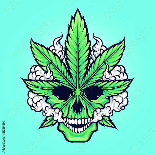 cannabis marijuana weed leaf skull vector photo