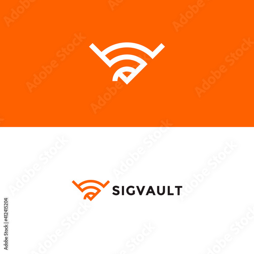 logo S wifi monogram icon. design unique and modern symbol signal wifi initial S.