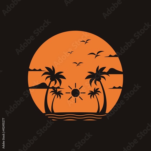 Beach vector template