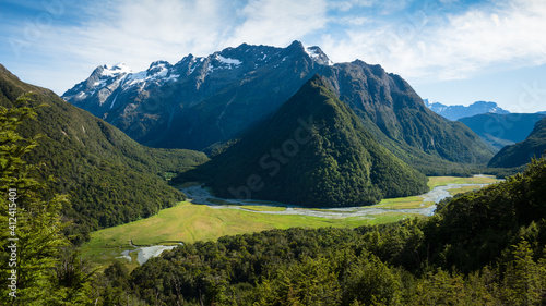 View of Routeburn Flats on the Routeburn Track great walk, New Zealand