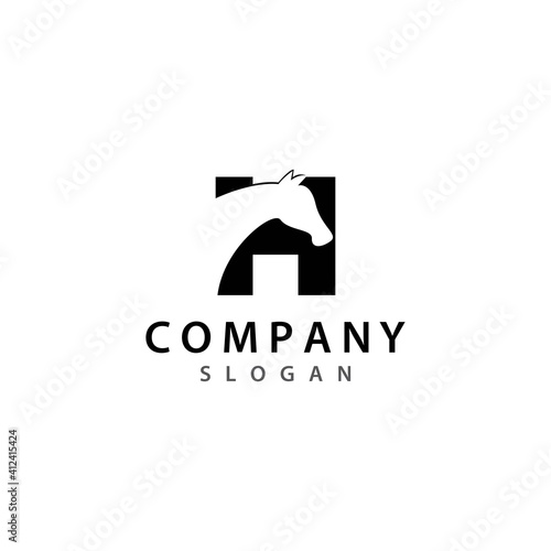 H letter horse logo template