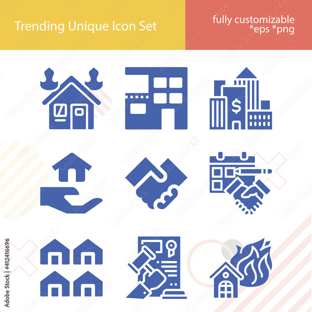 Fototapeta premium Simple set of valued related filled icons.