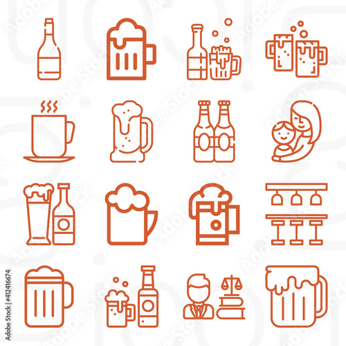 16 pack of elder  lineal web icons set