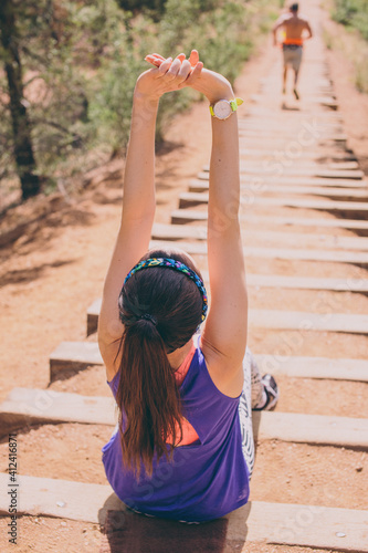 Women Resting from a Hike photo