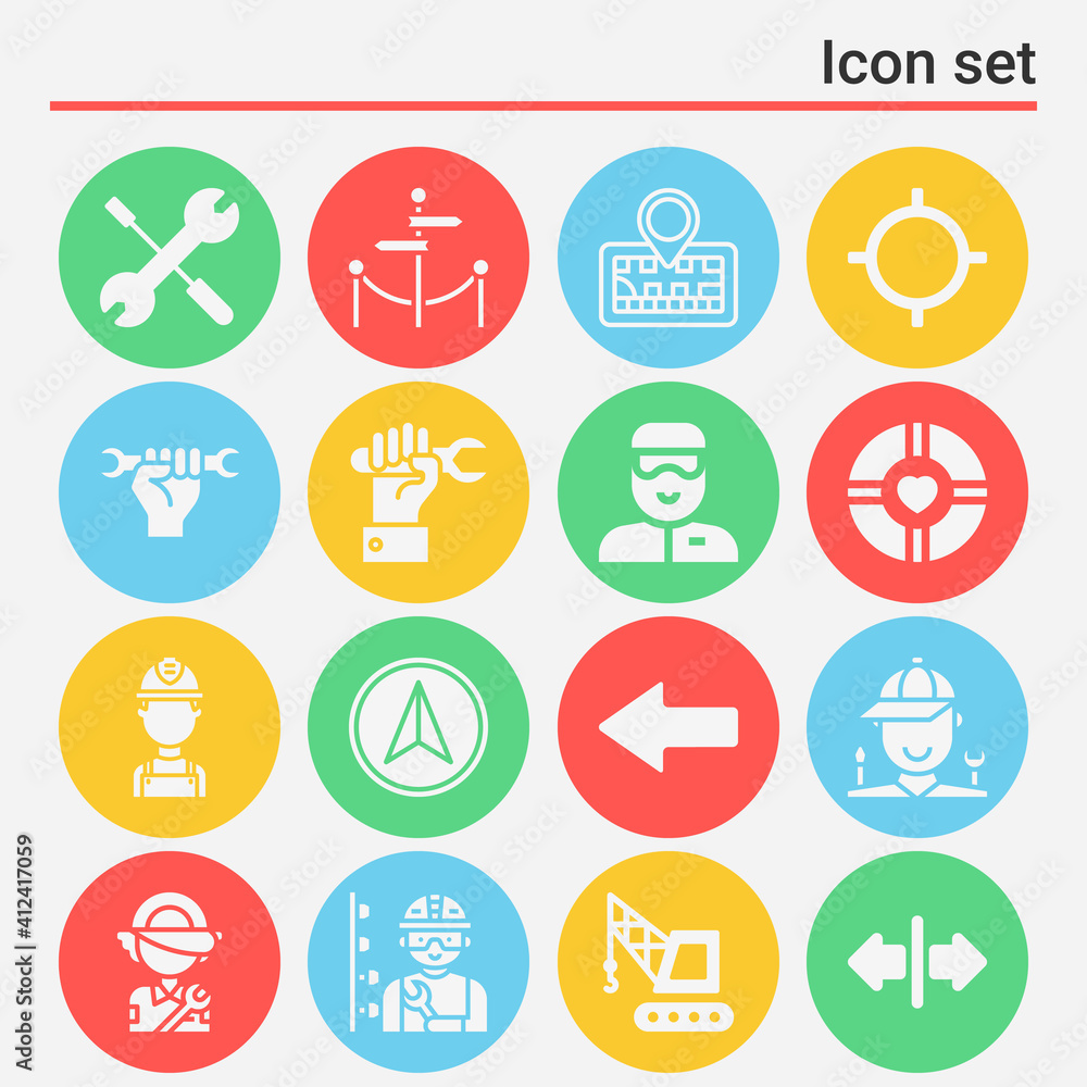 16 pack of comprises  filled web icons set