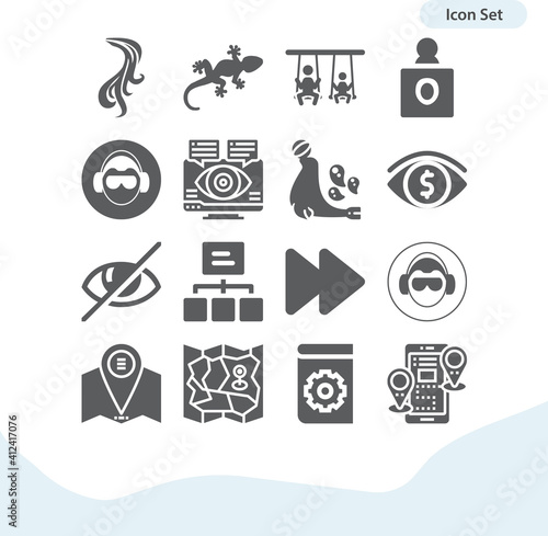 Simple set of guide related filled icons.