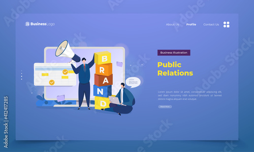 Business corporate profile illustration on landing page