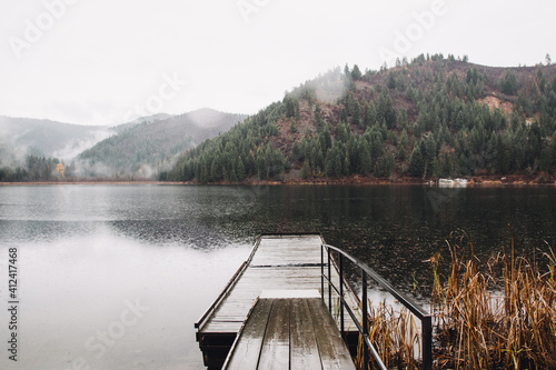 Wooden dock on Freeman Lake, Idaho