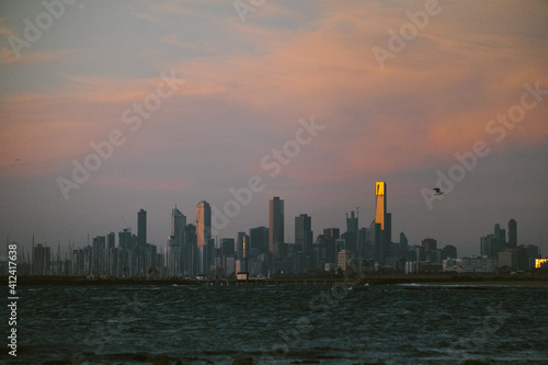 Melbourne CBD from Brighton Beach photo