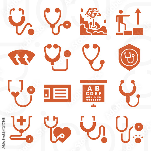 16 pack of medical examination  filled web icons set