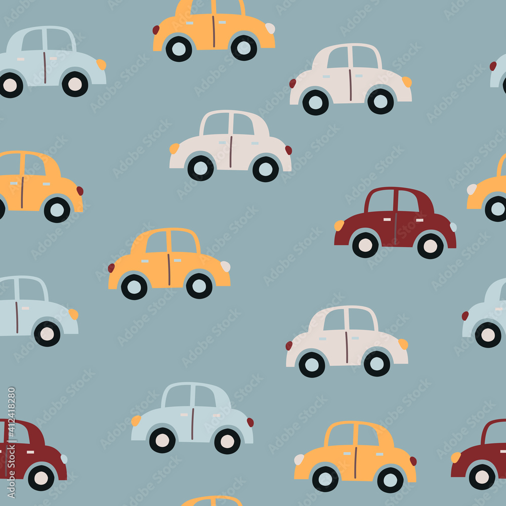 Baby seamless pattern with cars.