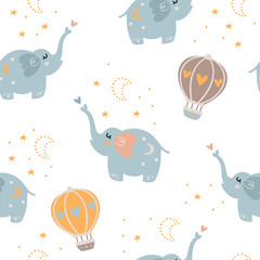 Crédence de cuisine Éléphant patrons Bébés éléphants pastel motif nursery  © nafanya241
