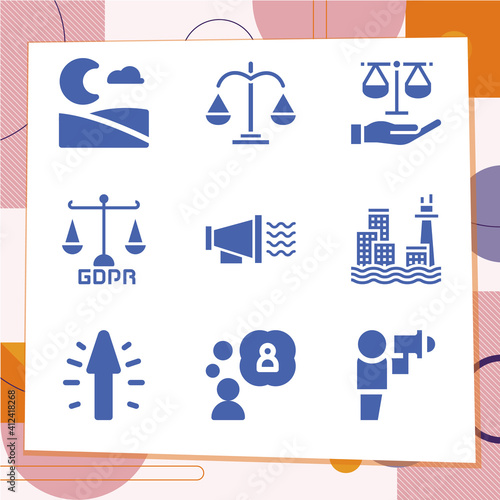 Simple set of 9 icons related to dissent