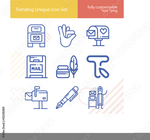 Simple set of villagers related lineal icons.