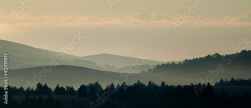 Sunrise in mountains photo