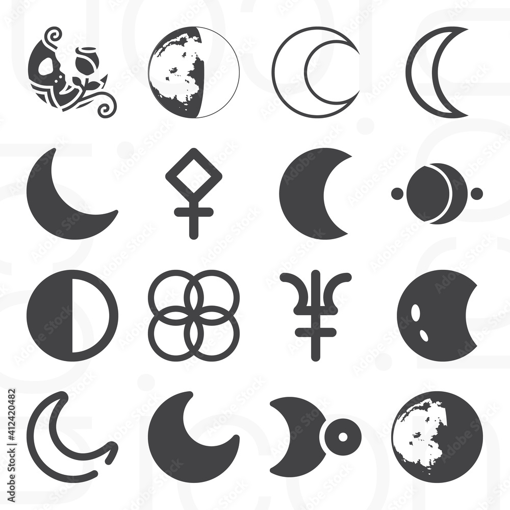 Ταπετσαρία 16 pack of crescent  filled web icons set