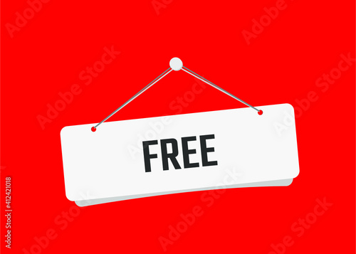 free text on door sign vector illustration with red background
