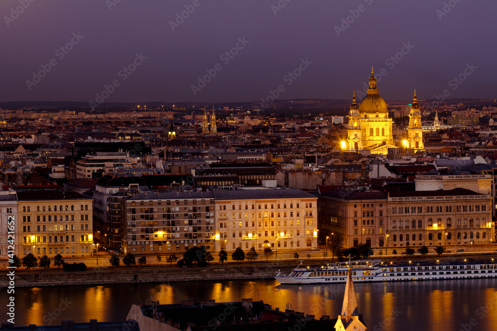 Budapest Night Skyline.