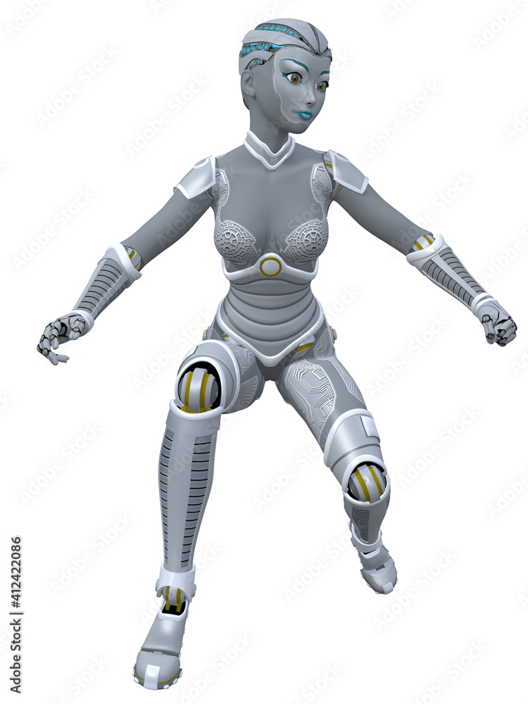 3d render of a sexy toon robot