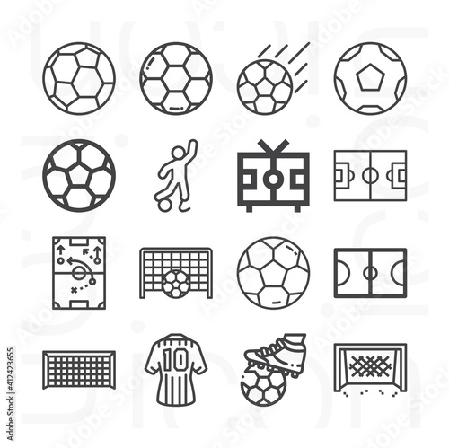 16 pack of association football  lineal web icons set