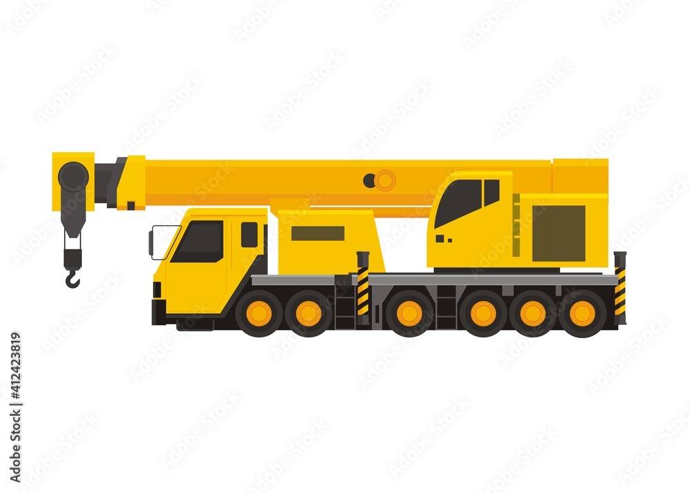 Crane truck. Simple flat illustration