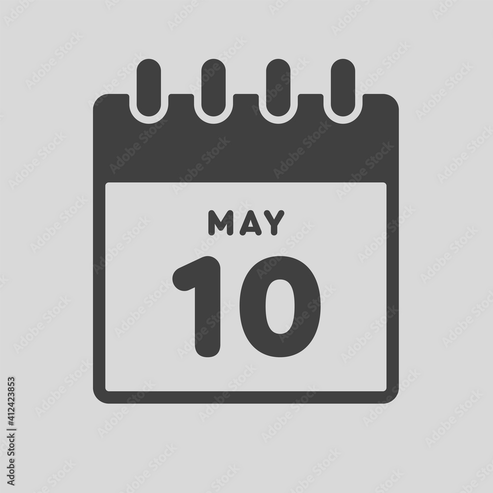 Icon day date 10 May, template calendar page Icon day date 10 May, template calendar page