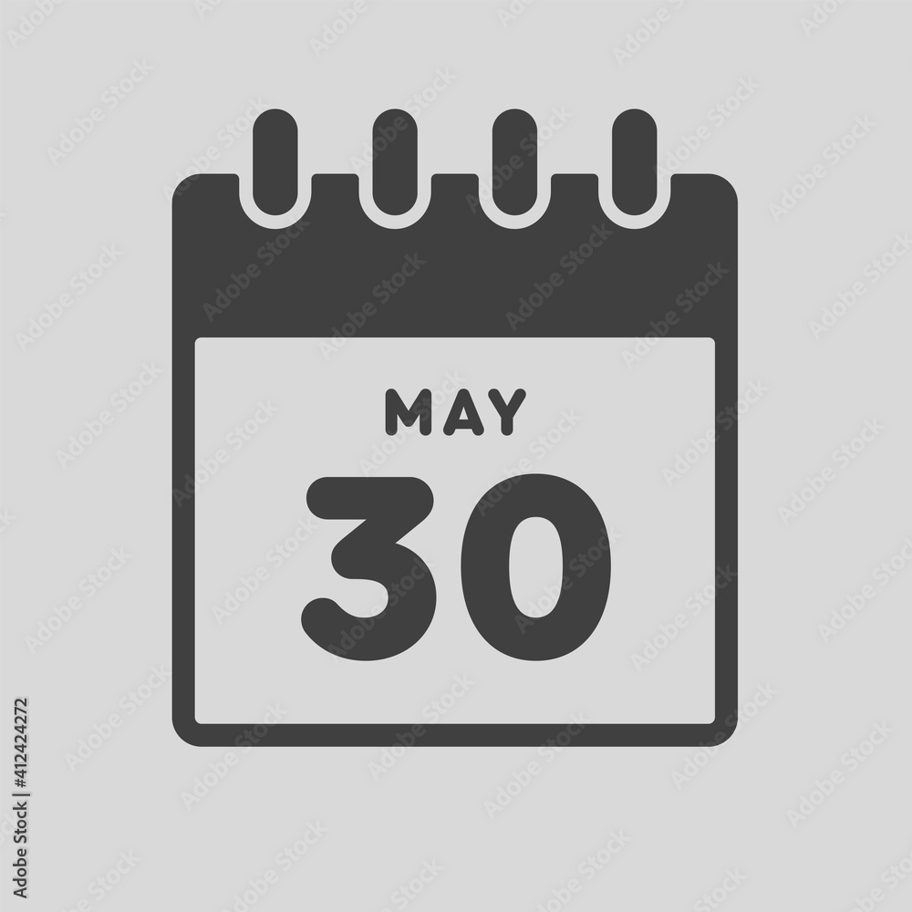 Icon day date 30 May, template calendar page Icon day date 30 May, template calendar page