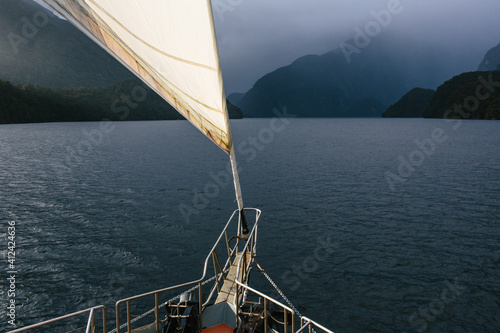jib sail on cruise boat