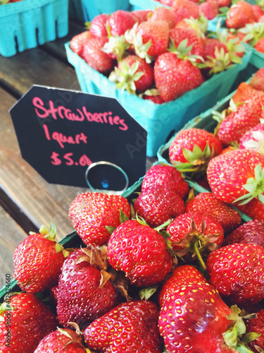 Strawberries at a farmers market photo