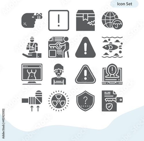 Simple set of harm related filled icons.