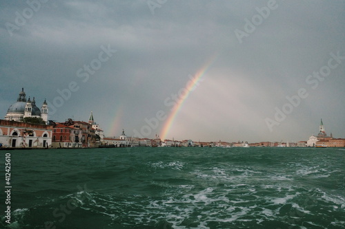 A rainbow on the lagoon of Venice photo