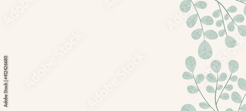 Floral web banner with drawn color exotic monstera leaves. Nature concept design. Modern floral compositions with summer branches. Vector illustration on the theme of ecology, natura, environment