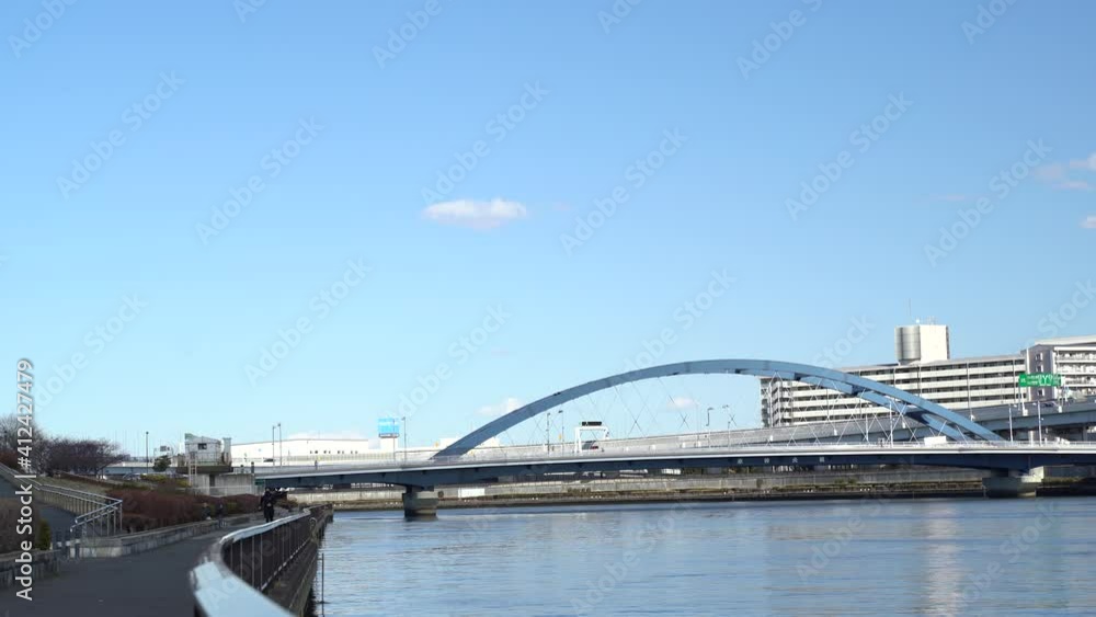 A bridge over the river. Near Sumida River, Tokyo A bridge over the river. Near Sumida River, Tokyo