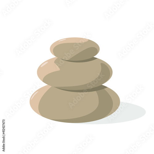Gray massage stones on a white background. Spa items