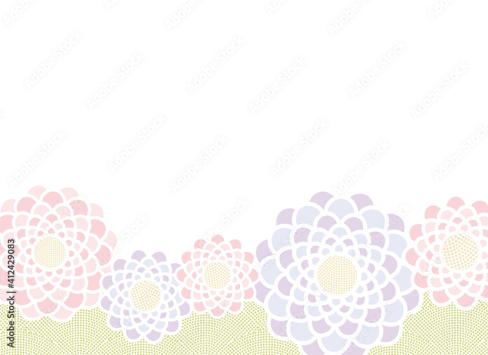 Japanese traditional pattern for kimono pastel color chrysanthemum Flower background