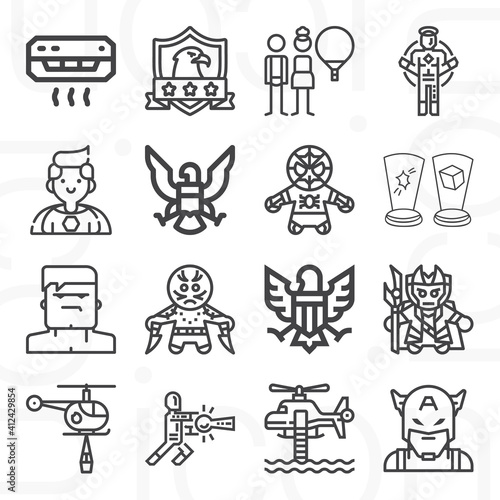 Canvas Print 16 pack of squadron  lineal web icons set