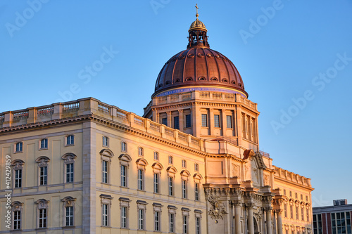 Photography The entrance portal of the rebuilt Berlin City Palace just before sunset