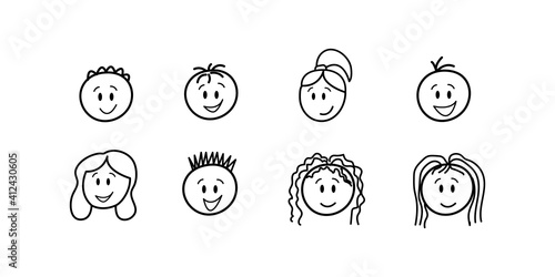Stick figures. Children. Vector illustration.