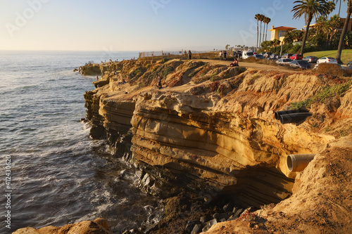 View of Sunset Cliffs bluff and storm water runoff pipeline.