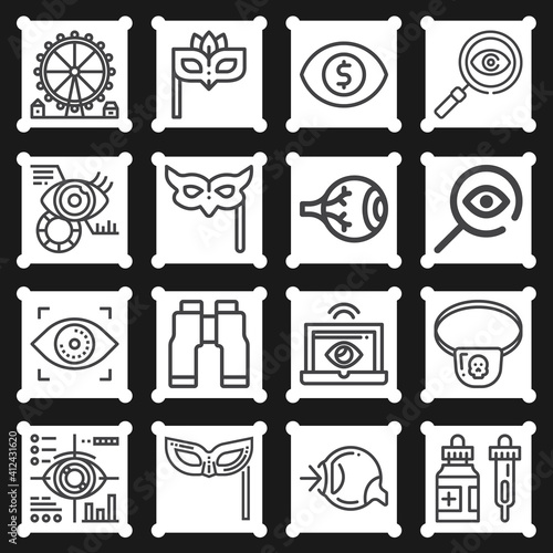 16 pack of central city  lineal web icons set