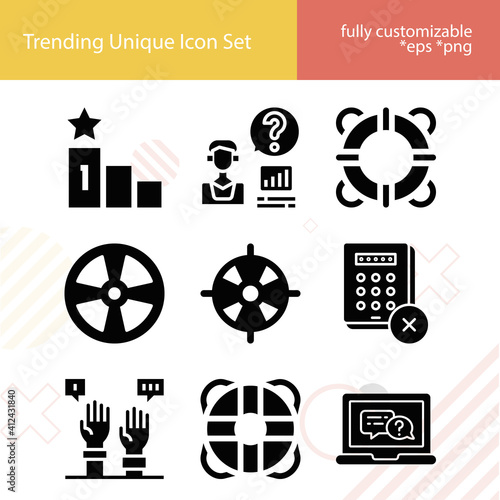 Simple set of answers related filled icons.