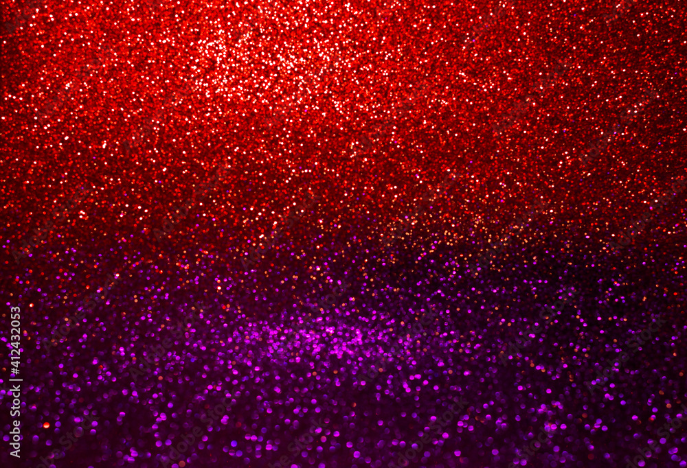 Red and purple glitter and sparkling glitter. Colour transition through the middle