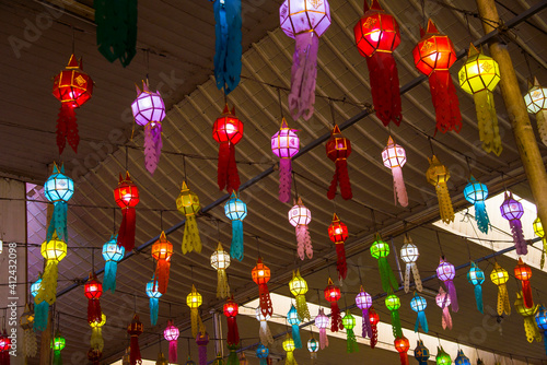 Colorful paper lanterns. Colorful paper lanterns Thai arts and culture.