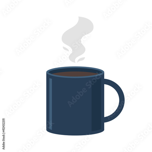 A coffee cup and a puff of smoke on it. Vector Illustration