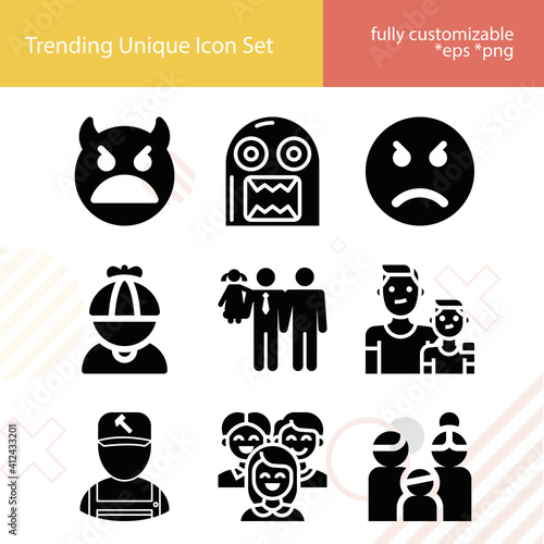 Simple set of dad related filled icons.