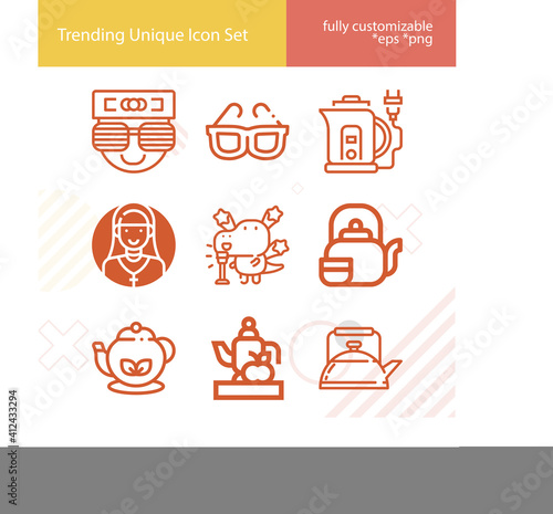 Simple set of slowed related lineal icons.